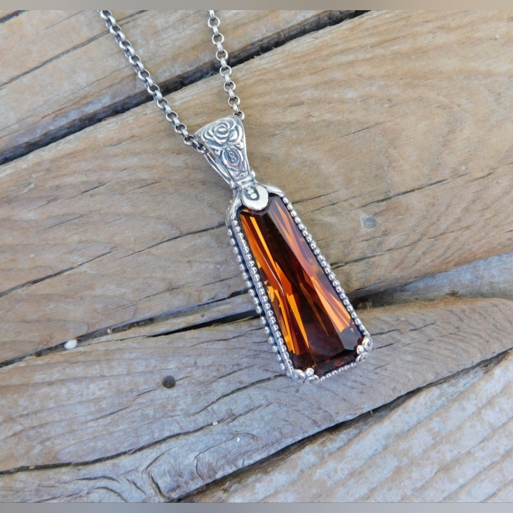 Handmade Madiera Citrine Sterling Silver Necklace